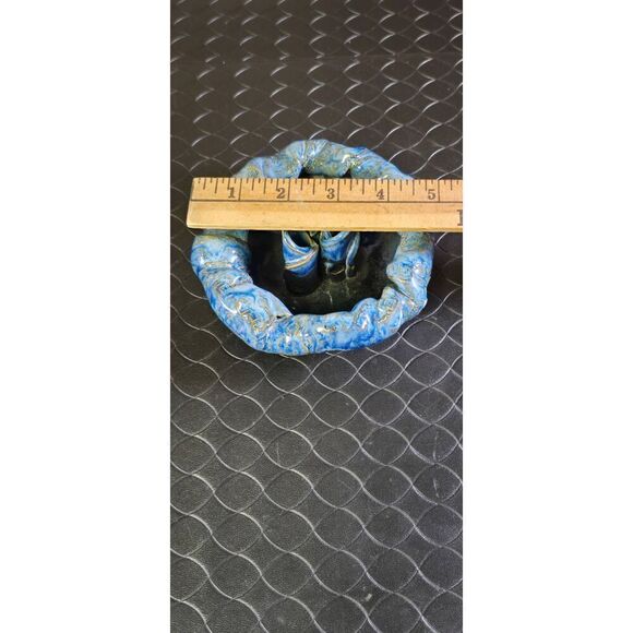 Handmade Pottery Flower Frog Blue - Picture 8 of 9